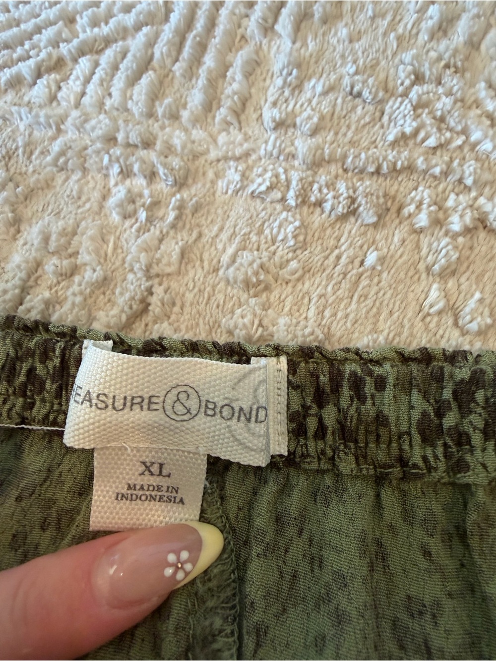 Treasure & Bond Olive Green Floral Maxi Skirt Casual Feminine Size XL - Picture 6 of 6
